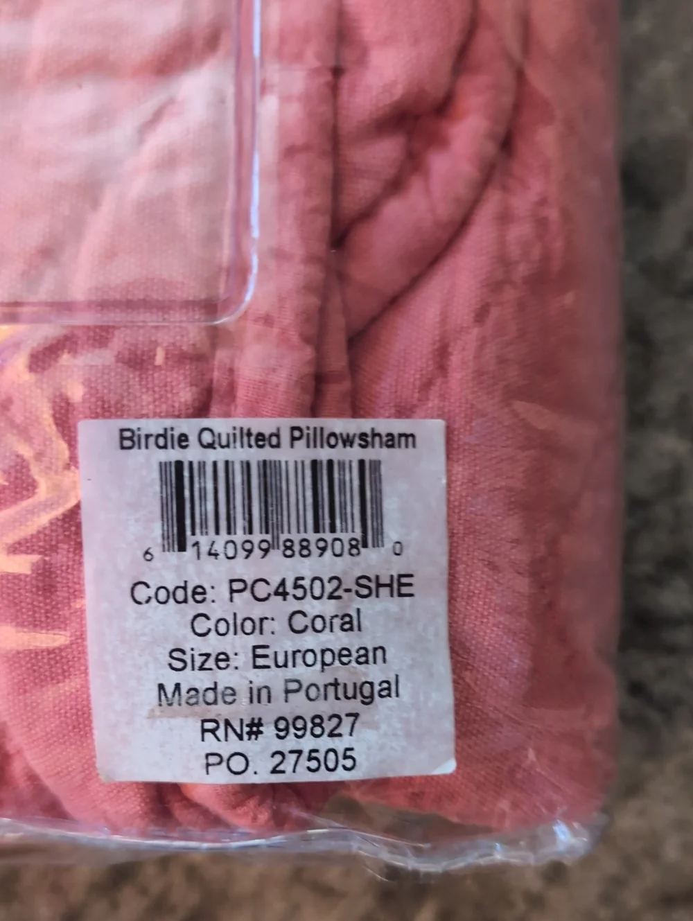 Annie Selke Birdie 100% Cotton Quilted Sham in Coral Pink 26 X 26